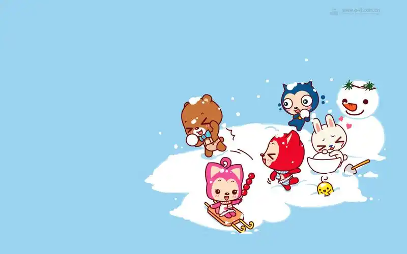 阿狸,打雪仗,可爱,雪,冬天,萌,雪人,开心,卡通阿狸壁纸图片