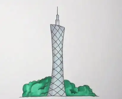 小蛮腰广州塔建筑简笔画步骤图解