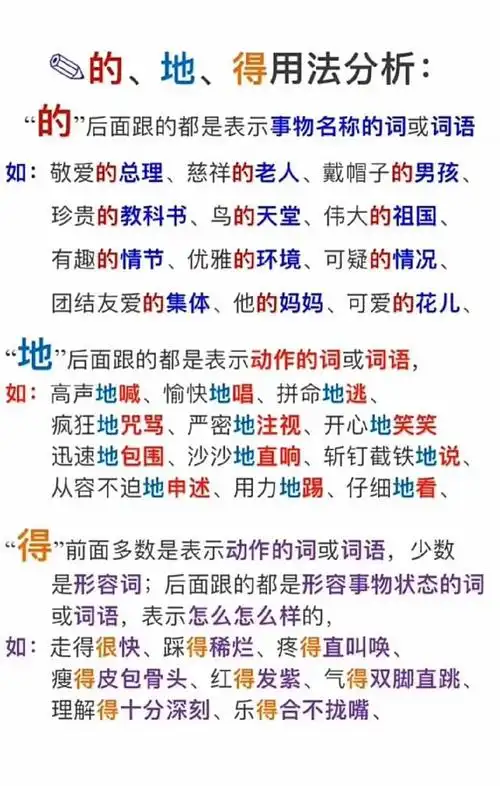 三个"的,得,地"的区别与用法,喜欢的收藏,关注我随时更新