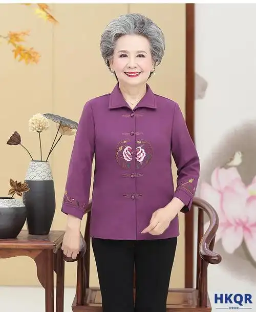 中老年夏季新款老年人女装老人上衣服奶奶太太服装套装妈妈新品f20 lh