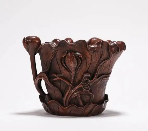 清代沉香木荷叶杯 agarwood lotus leaf cup from qing dynasty