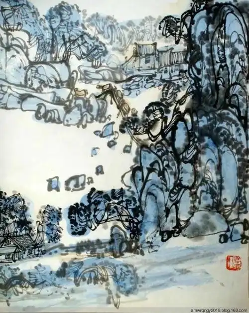 黄抱玉书画欣赏-石壶笔意山水画二桢