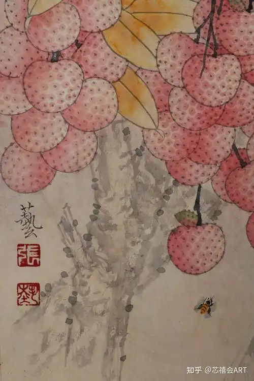 寻61美|张艺《红荔小鸟》-"岭南红荔"系列 国画工笔花鸟