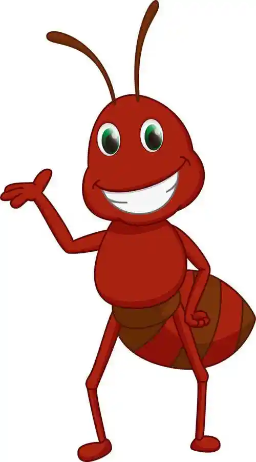 卡通红色蚂蚁的矢量插图