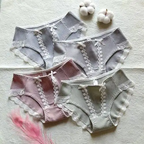 波迷娜bomina三角短裤女式裤头女生女士内裤女抗透气低腰蕾丝少女日系