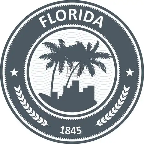 佛罗里达州的象征与棕榈树和城市轮廓