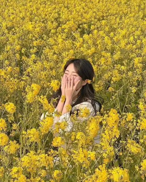 油菜花拍照不会摆姿?