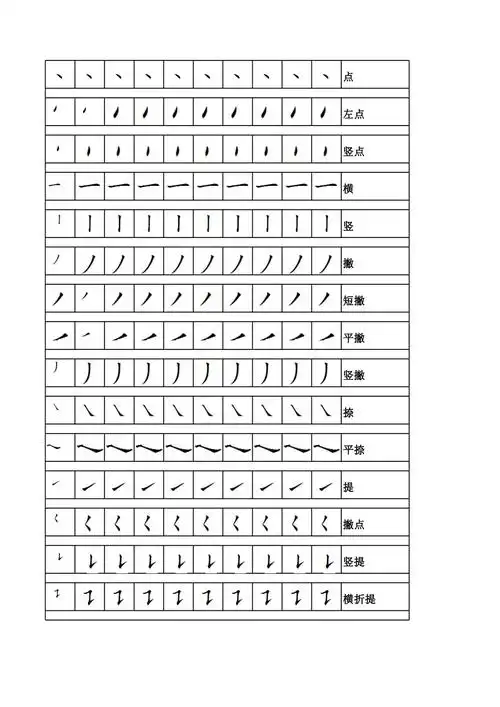 田字格笔画描红a4纸共2页