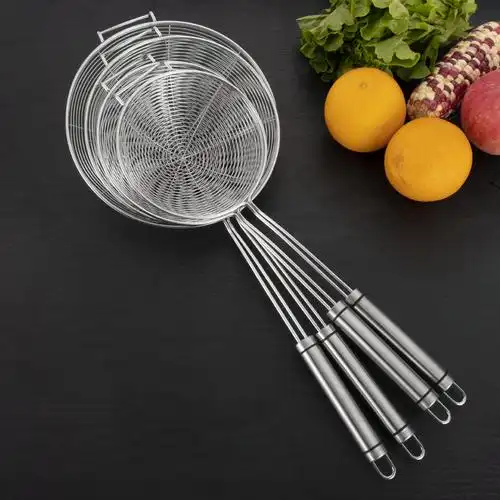 304不锈钢漏勺家用火锅勺捞面勺过滤网不锈钢线漏不锈钢笊篱网筛