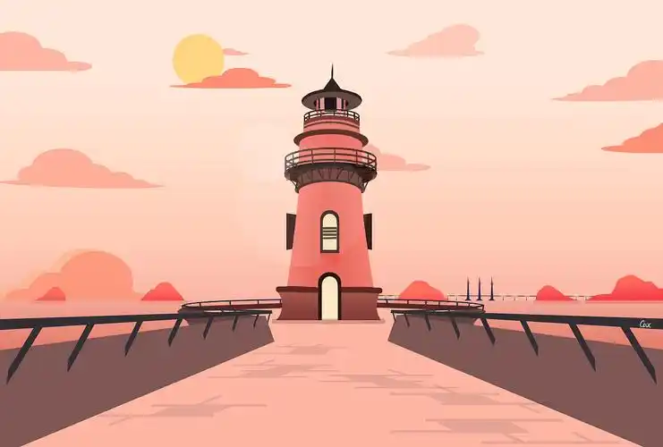 扁平风插画|建筑|灯塔