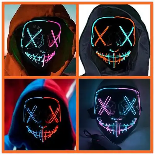 赛博朋克面具led发光面罩变脸头盔未来科技感智能电子屏全脸头套 绿光