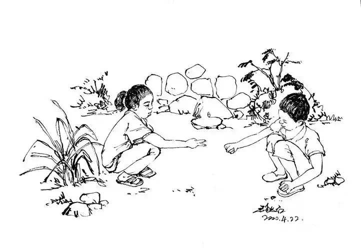 1/ 12 童年故事 钢笔速写 童年故事