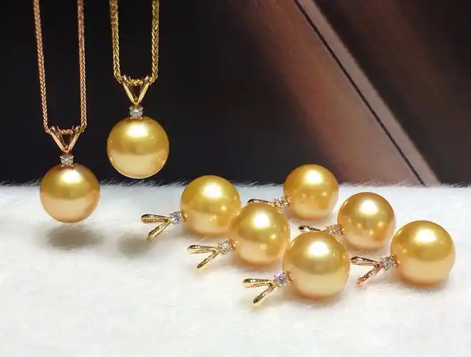 【167】18k黄钻石南洋金珍珠吊坠11-12mm·真珠盛宴