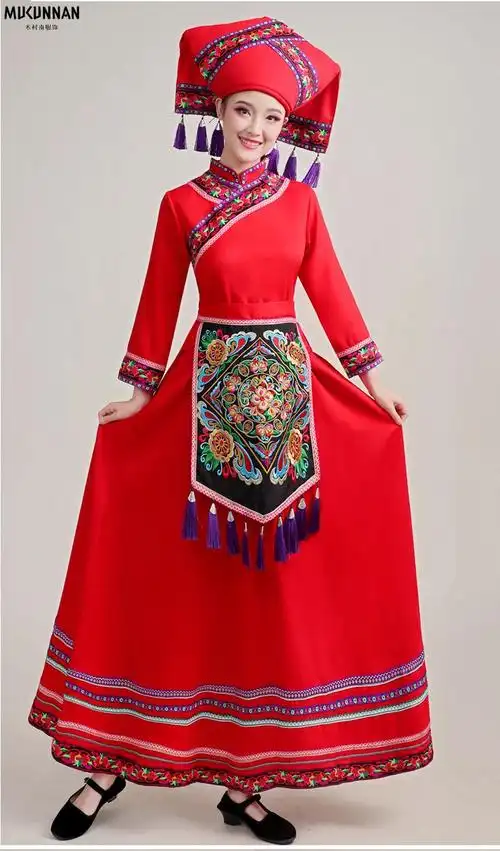 土家族服装少数民族服装女56个民族演出服苗族彝族舞蹈服苗族演出服女