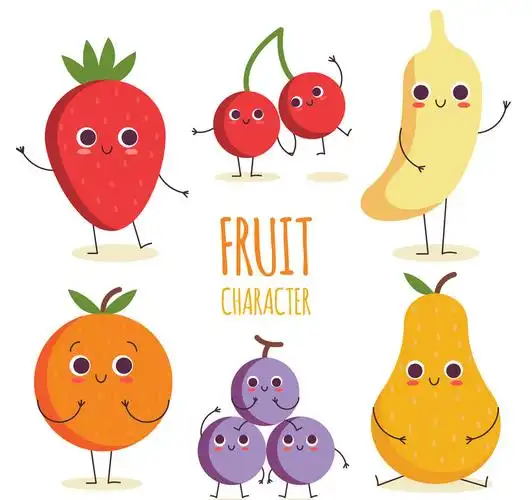 6款卡通可爱表情水果矢量素材