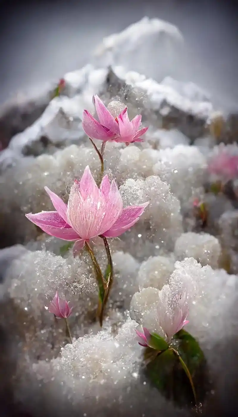 前世的冰雪莲花自然绽放着
