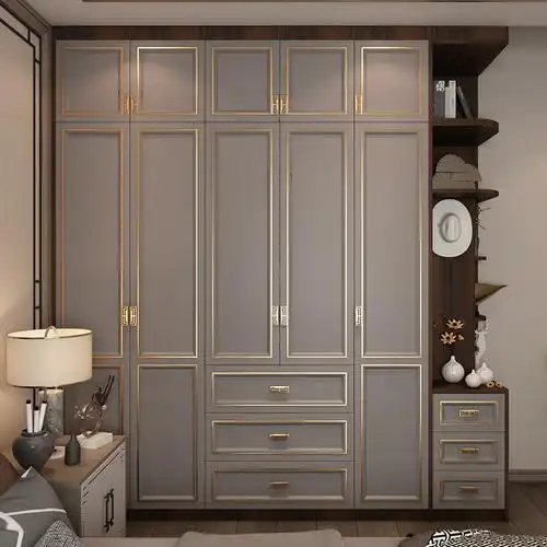 新中式玻璃门整体衣帽间衣橱大衣卧室家用轻奢现代简约衣柜