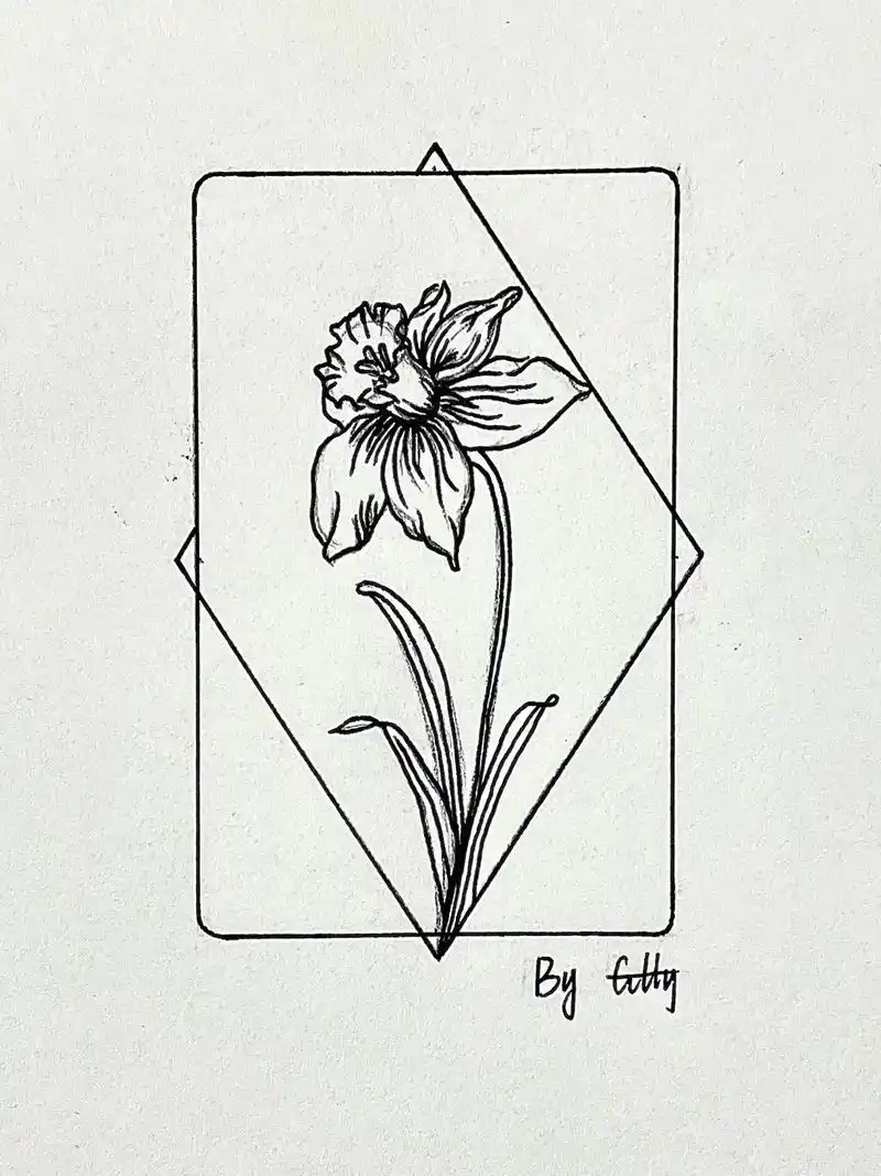 黑白简笔画93(30)|一枝花 #画画 #简笔画 #黑白画  - 抖音