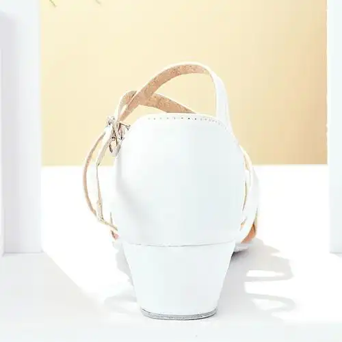 拉丁舞拉丁舞鞋小白鞋比赛专用冬季女童女孩儿白色拉丁舞鞋