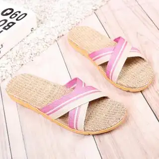 商品warrior 回力 2187 女士家居亚麻拖鞋 粉 35-36