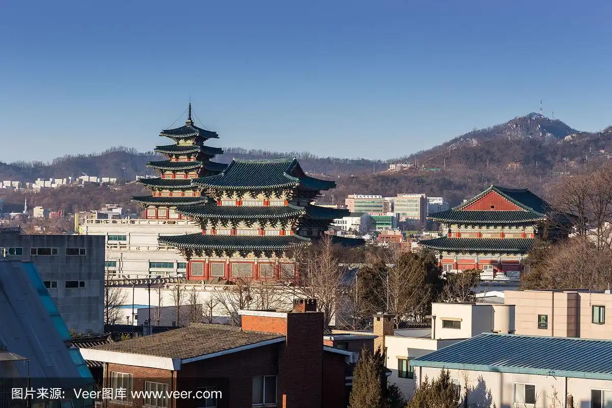 韩国首尔的传统韩式建筑.