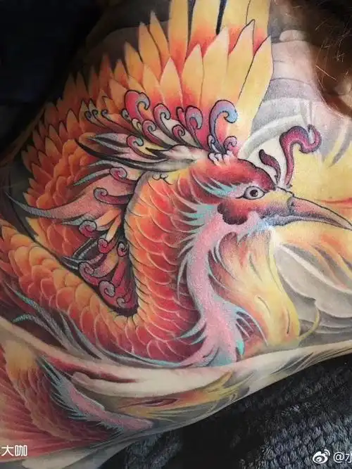 (不死鸟)_纹身图案手稿图片_张杨的纹身作品集