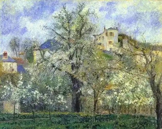 卡米耶毕沙罗世界名画菜园和花树蓬特瓦兹的春天