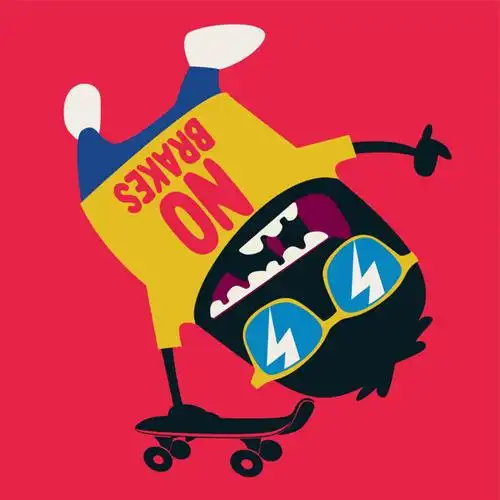 时尚潮流卡通人物插画矢量图