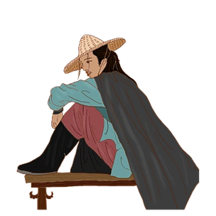 古风手绘坐在椅子上的古代侠客