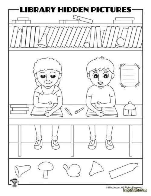 图书馆,图形练习,填色,填色图片,对称,控笔,描红,涂色图片,练字,读书