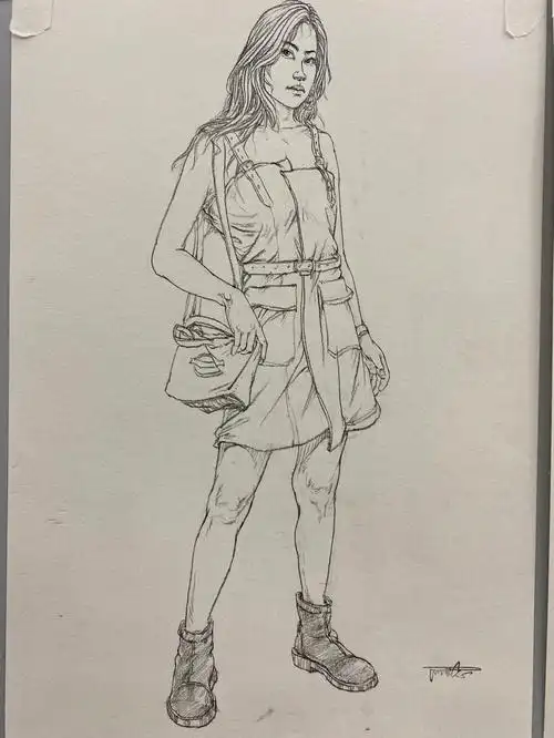 速写人物  #线描  #速写