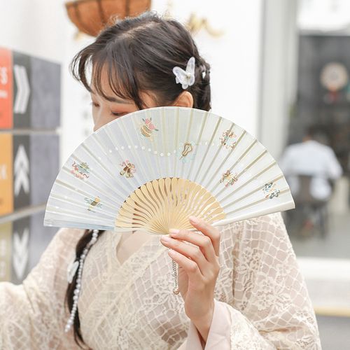 夏季老阊门八仙祥瑞复古古风汉服扇子折扇少女扇子