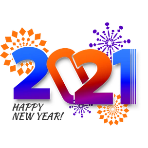 红色和蓝色渐变2021数字和抽象烟花