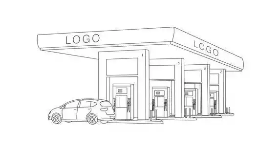 二爱心脏形状线性简约的文字向量例证加油站图标线符号.