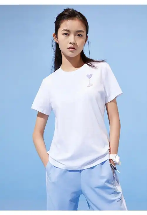安踏短袖t恤女装春夏新款白色打底衫内搭运动休闲百搭上衣t恤纯净白1