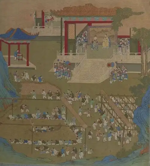 彩绘《帝鉴图说·脯林酒池》(夏桀)