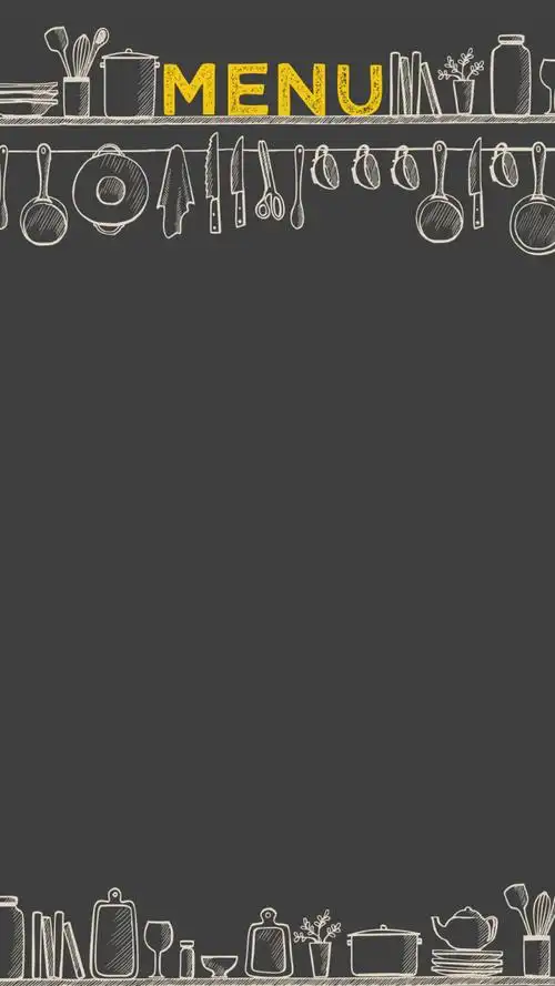 黑色手绘厨房菜单psd分层h5背景素材设计模板素材
