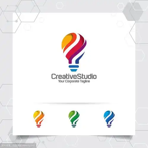 灯泡标志创意设计与色彩缤纷的概念