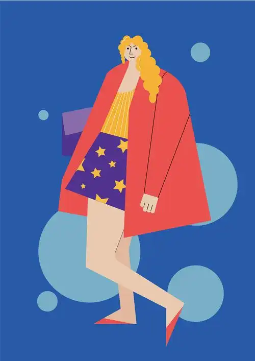 扁平风潮流人物插画