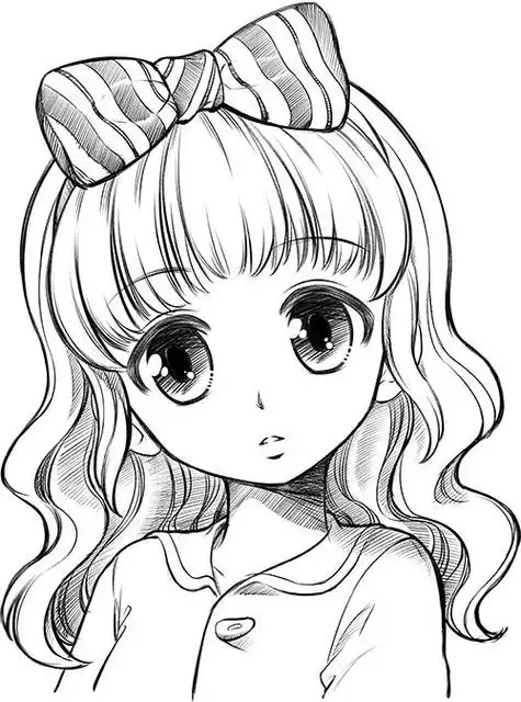 人物简笔画美少女有颜色卡通动漫女孩简笔画-可爱的美少女女孩简笔画