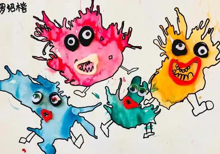 45岁肌理吹画小怪兽