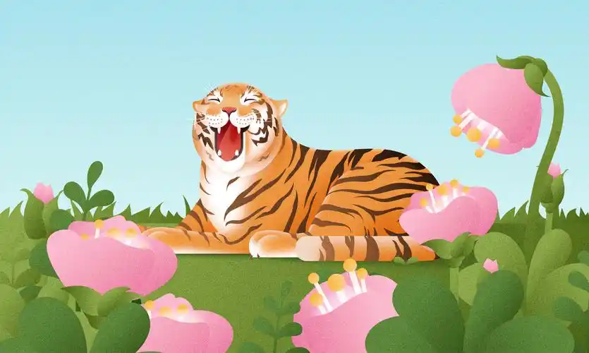 矢量老虎插画扁平风格