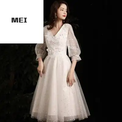 白色小晚礼服裙女公主气质宴会仙气学生梦幻18岁女生成年礼连衣裙