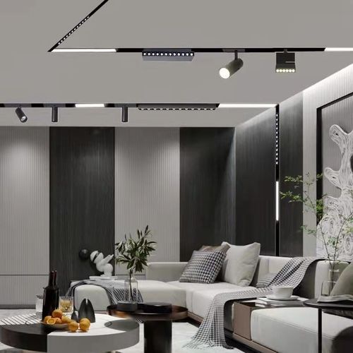 无边框磁吸轨道灯嵌入式led防眩射灯家用客厅无主灯设计线条泛光