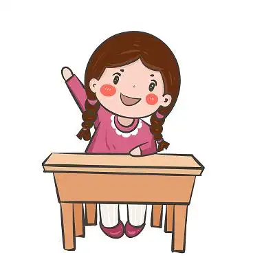 可可爱爱上课课桌平面卡通认真举手png素材开学季课桌