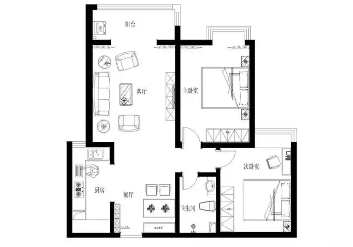 从户型图中可以看出,一进入户门直对窗户,有污秽之气直对入户大门在
