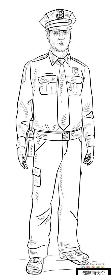 警察人物简笔画简笔画大全