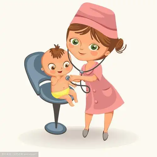 卡通儿科医生检查小朋友海报