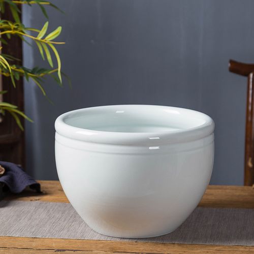 景德镇陶瓷锦鲤鱼缸乌龟纯白色白瓷大号客厅碗莲睡莲鱼缸