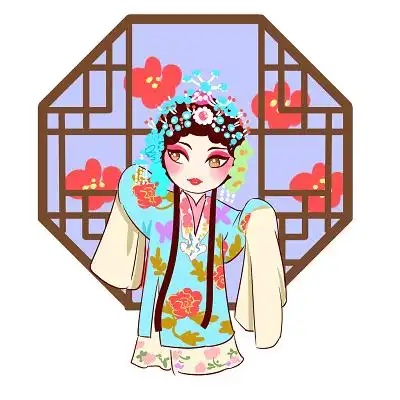 卡通手绘q版中国传统戏剧京剧人物素材